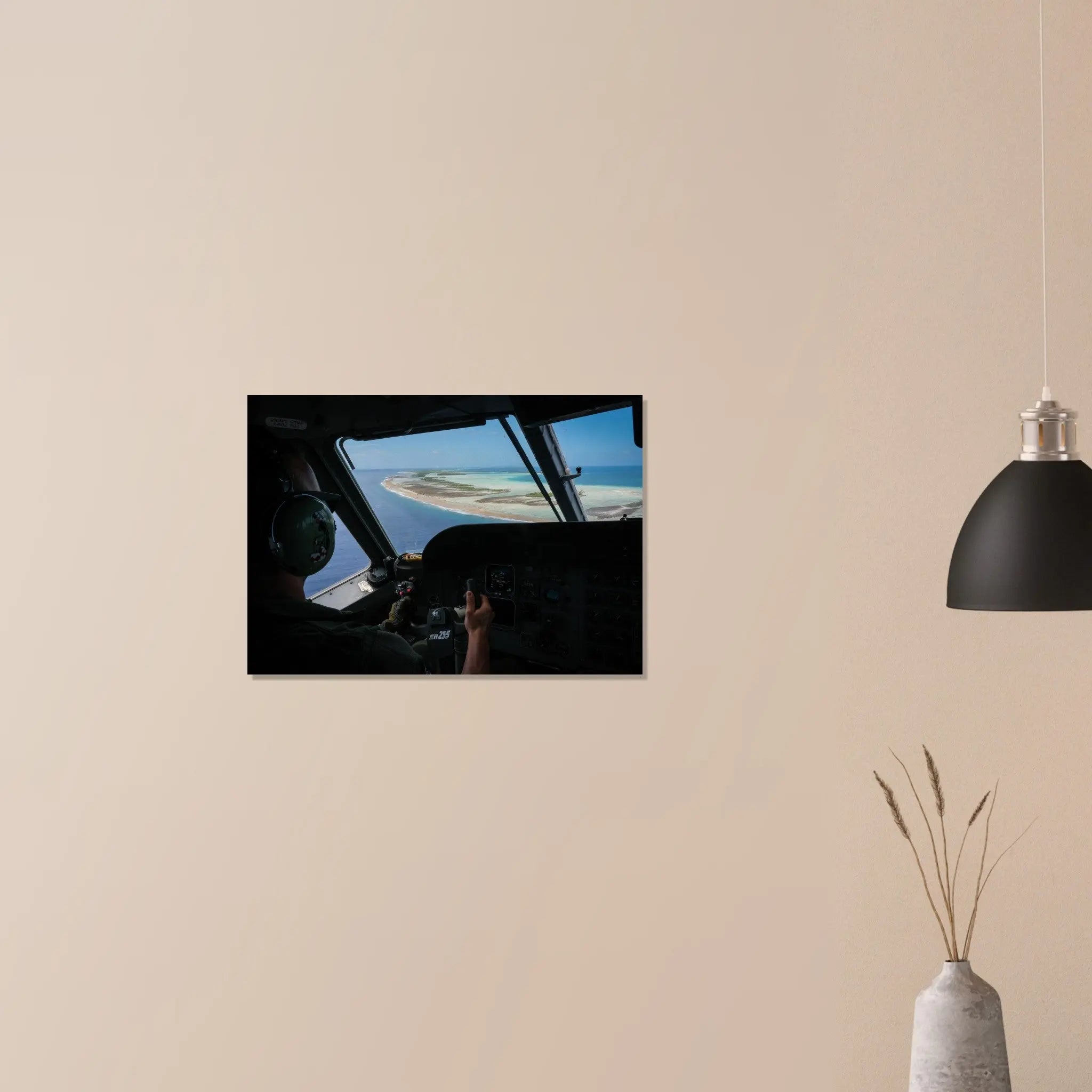 Poster Photo - Survol de Ranguiroa en Polynésie française depuis le cockpit d'un CASA defense-zone.com