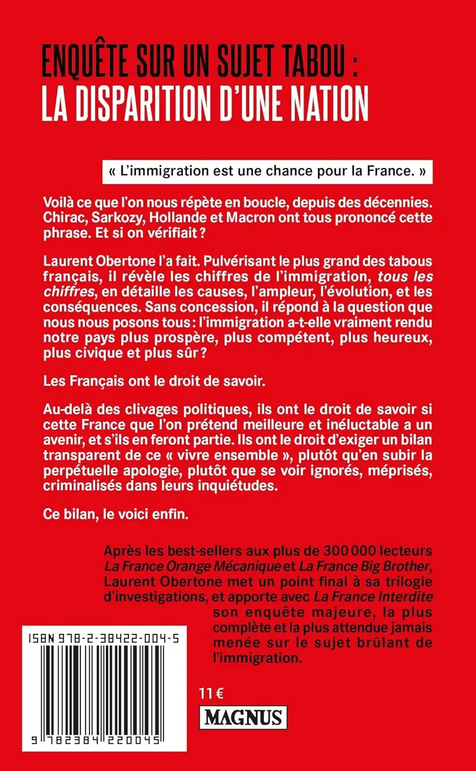 La France Interdite: La vérité sur l'immigration (Laurent Obertone) defense-zone.com
