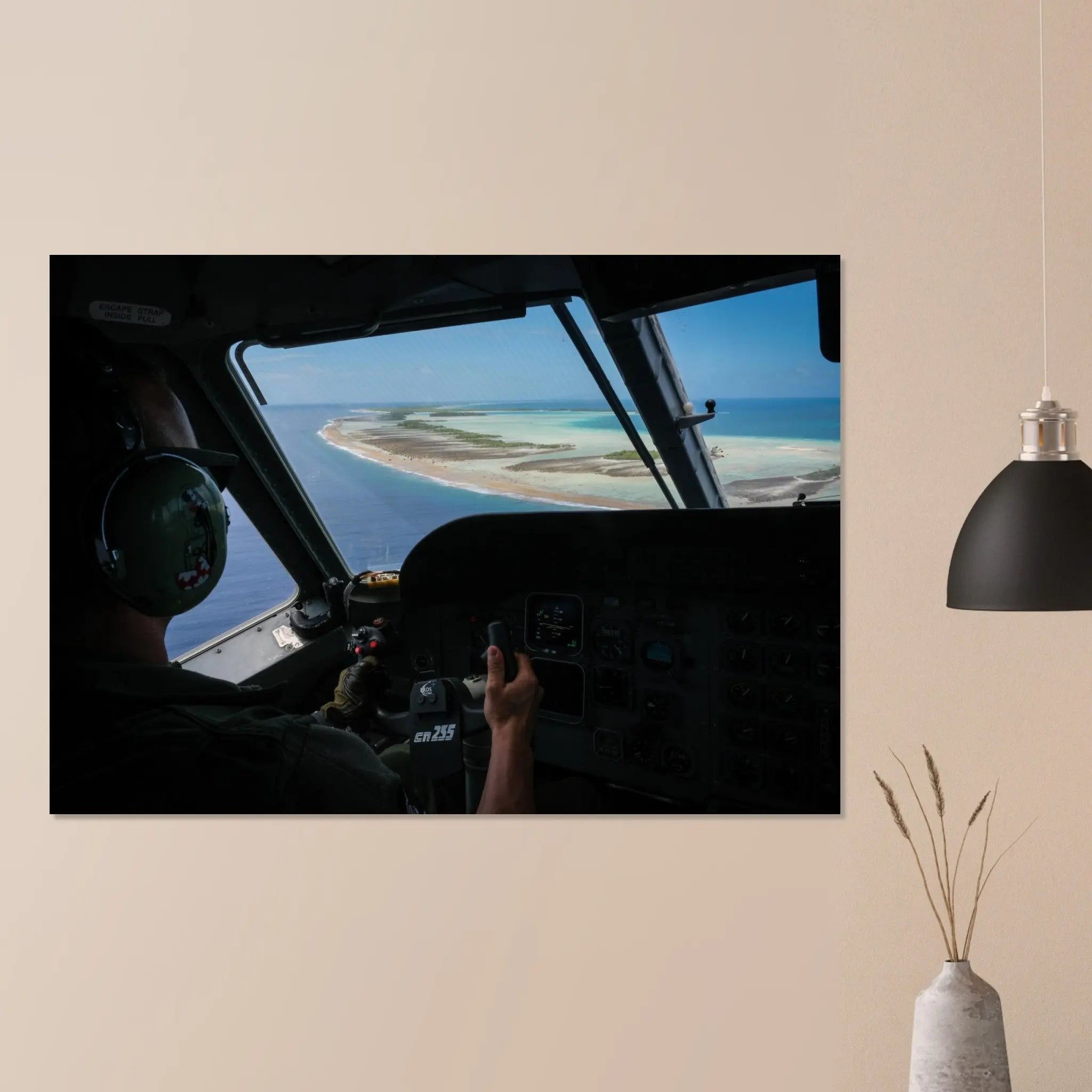 Poster Photo - Survol de Ranguiroa en Polynésie française depuis le cockpit d'un CASA defense-zone.com