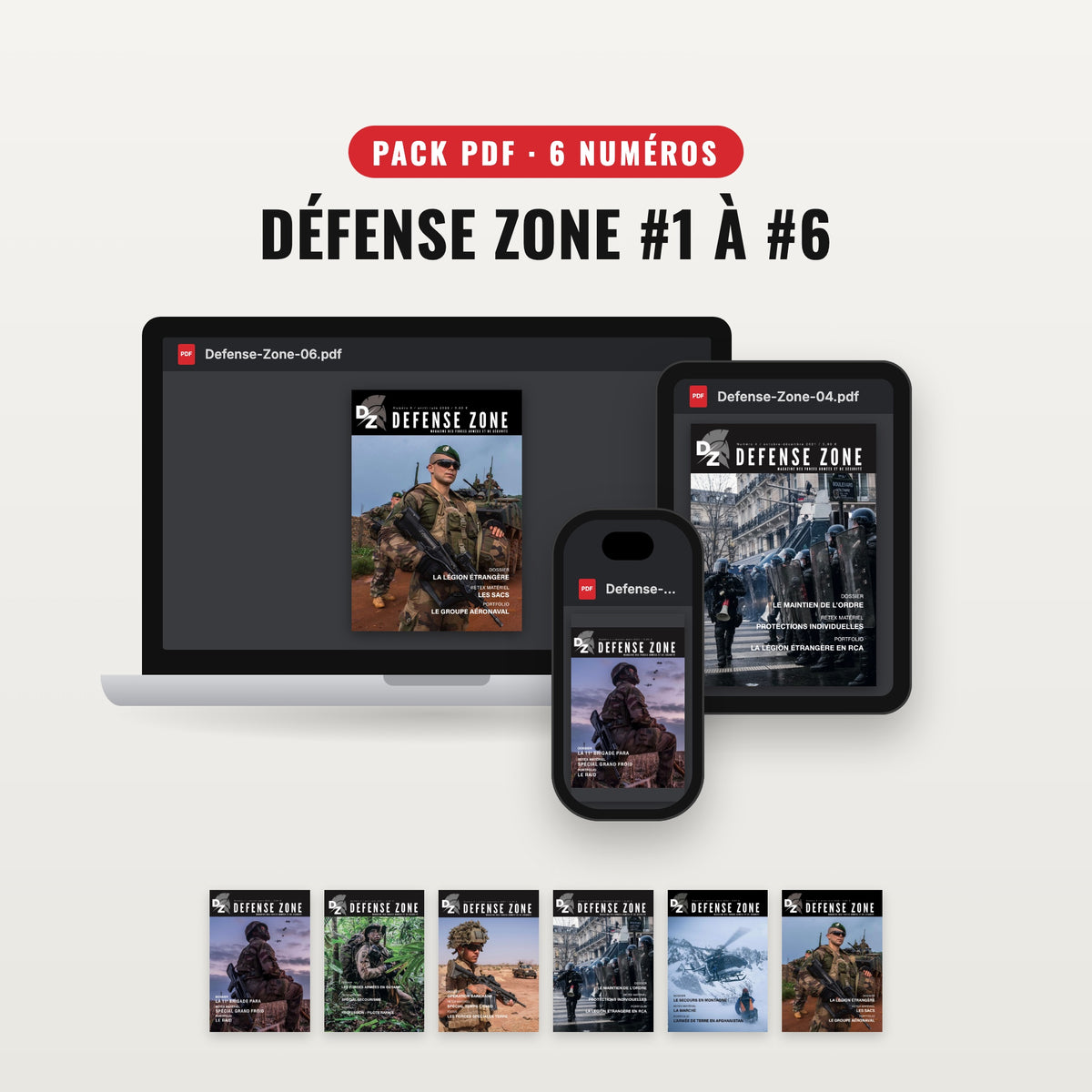 Pack PDF Défense Zone #1 à #6 sur ordinateur, tablette et téléphone