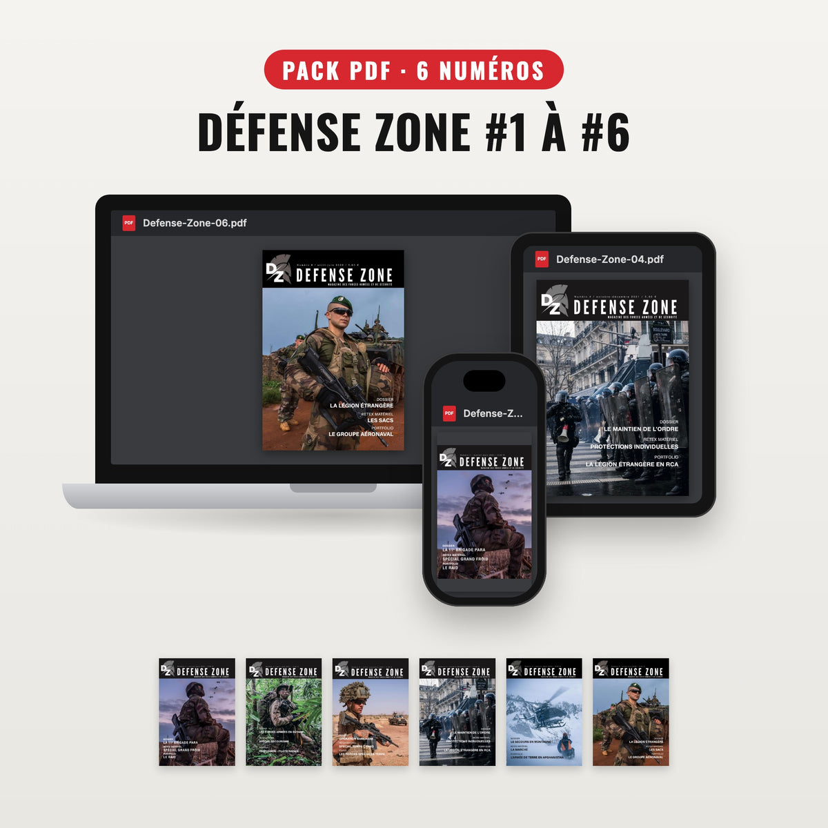 Pack PDF Défense Zone #1 à #6 sur ordinateur, tablette et téléphone