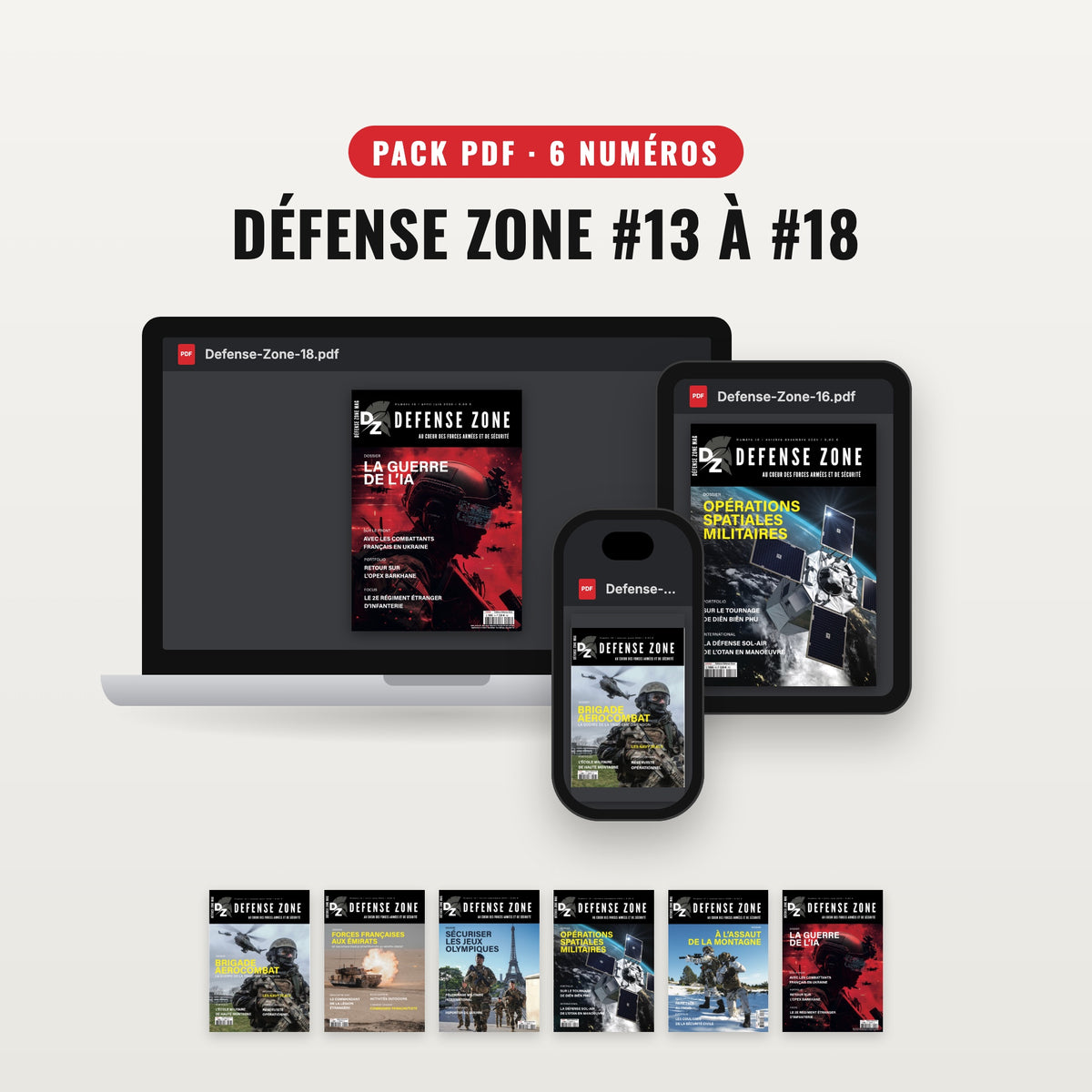 Pack PDF Défense Zone #13 à #18 sur ordinateur, tablette et téléphone