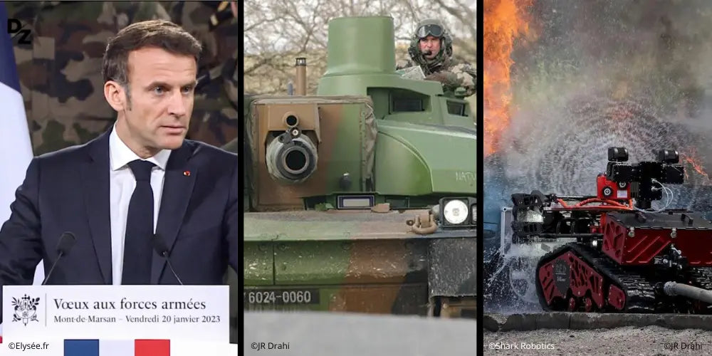 Macron, voeux, armées, char, Leclerc, robot, Shoark-Robotics, Colossus