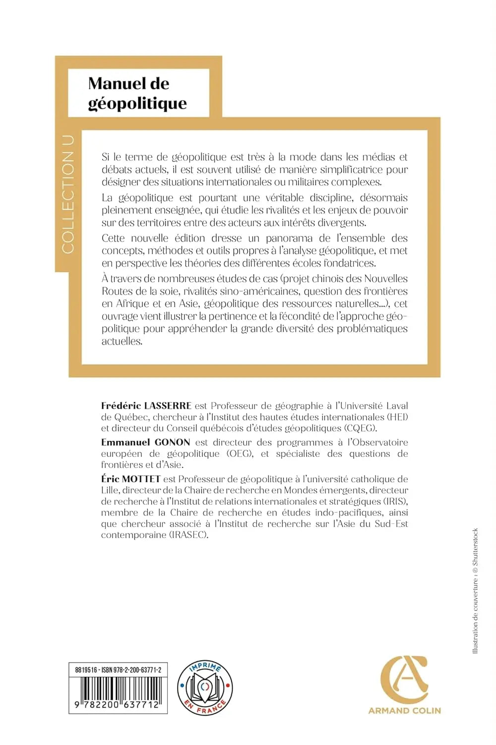 Manuel de géopolitique - 4e éd. : Enjeux de pouvoir sur des territoires (Frédéric Lasserre) defense-zone.com