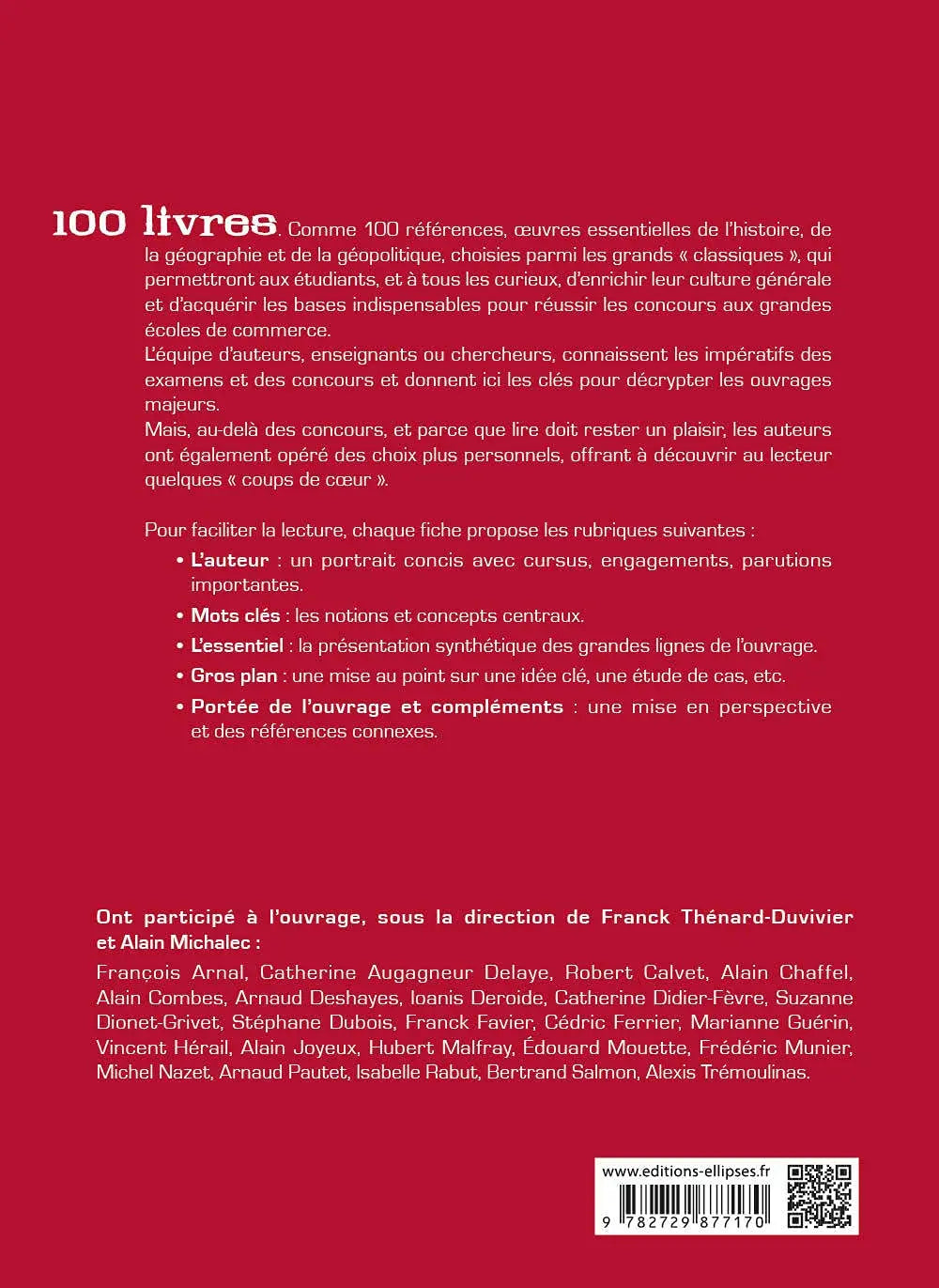 Les 100 livres d'histoire de géographie et de géopolitique pour réussir sa prépa HEC (Thénard-Duvivier) defense-zone.com