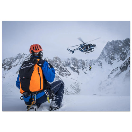 PGHM, secouriste dans les Alpes — tirage photo