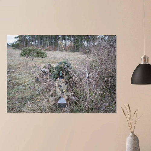 Tireur d'élite avec son fusil de précision PGM — poster accroché au mur d'un salon