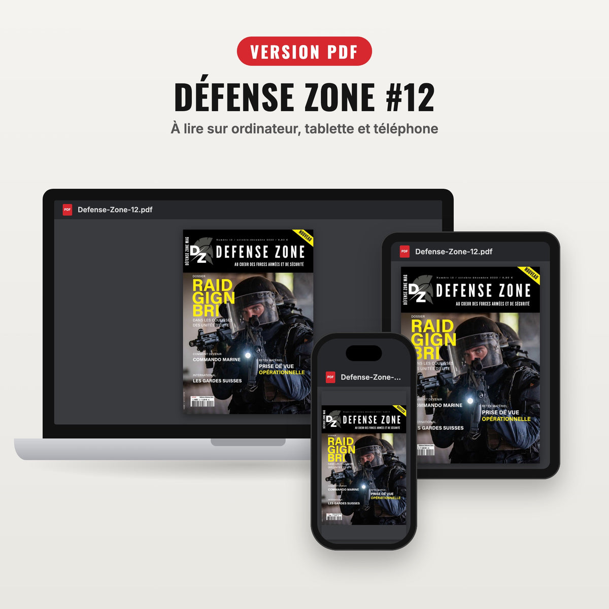 Défense Zone #12 en version PDF sur ordinateur, tablette et téléphone