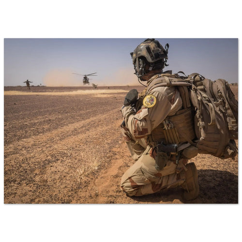 Opération Barkhane, départ en hélicoptère Puma — tirage photo