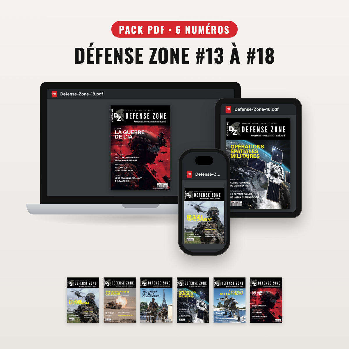Pack PDF Défense Zone #13 à #18 sur ordinateur, tablette et téléphone